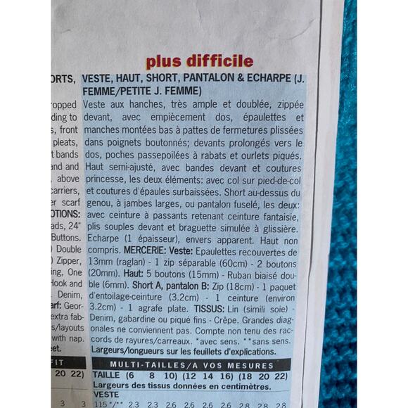 Butterick Sewing pattern 4889 top pants shorts jacket sz 6 8 10 - Picture 6 of 7